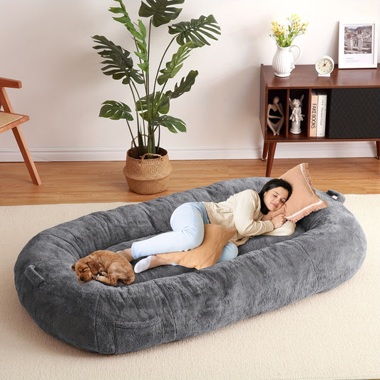 Giant Dog Bed for Men and Women, 75"x48"x14" - Washable & Plush Dog Bed for People, Suitable for Adults, Human-Sized Bed