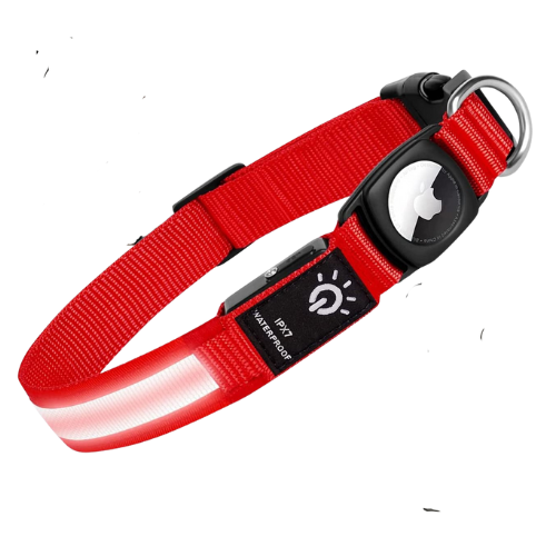 Apple AirTag Dog Collar - Waterproof, LED-Lit, USB Rechargeable
