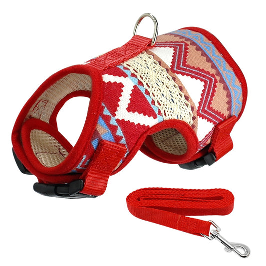 Soft Printed Dog Harness with Leash - For Small to Medium Dogs (S/M/L/XL) PetTech Paradise
