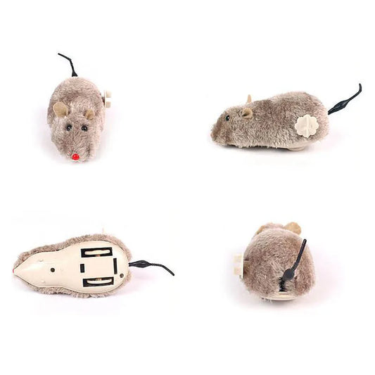 Spring-Powered Plush Mouse Toy for Cats and Dogs