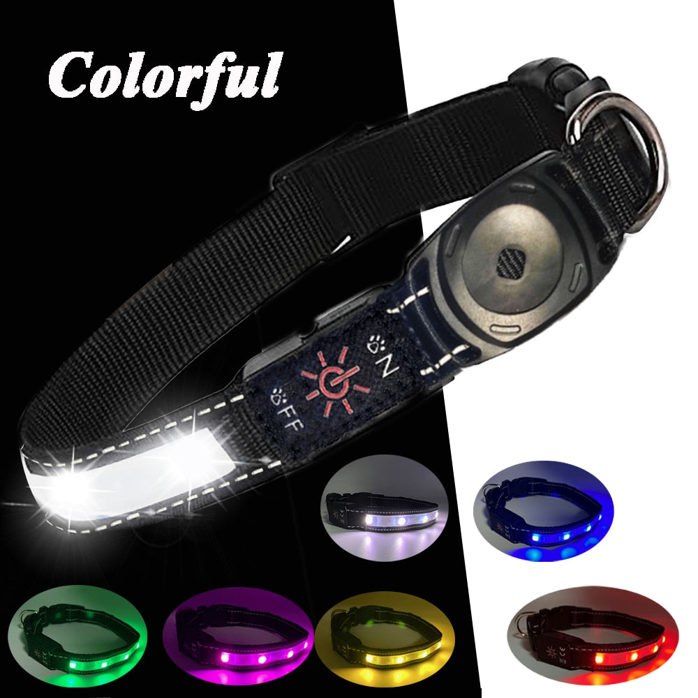 Apple AirTag Dog Collar - Waterproof, LED-Lit, USB Rechargeable PetTech Paradise